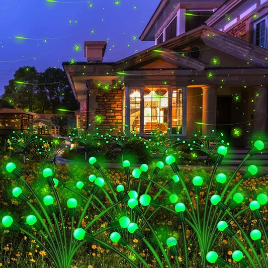 Kohlrabi Solar Garden Lights Outdoor, 2 Pack 20 LED Solar Green Firefly Lights, Waterproof Wind Swaying Light for St. Patrick's Day Irish Day Outside Yard Patio Decoration