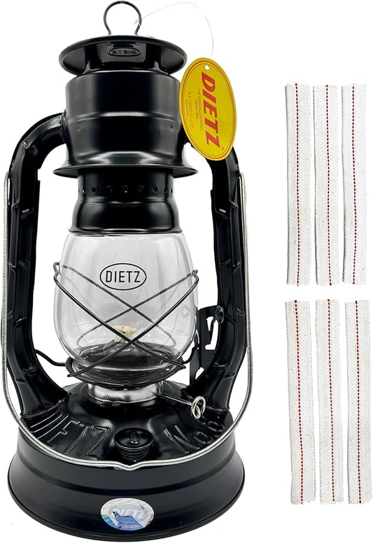 Light of Mine - Dietz #08 Air Pilot Black Oil Lantern with 7/8" Replacement Wick Strips (Black)