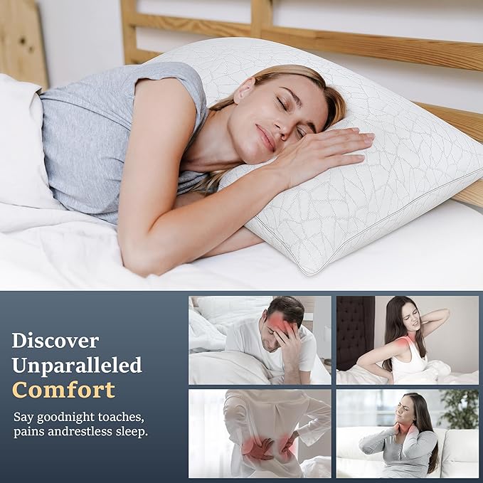 COZSINOOR Cooling Bed Pillows Queen Size - Premium Down Alternative Pillows Set of 2 for Side, Back, and Stomach Sleepers Hotel Quality Fluffy Soft Microfiber Fill Breathable Skin-Friendly