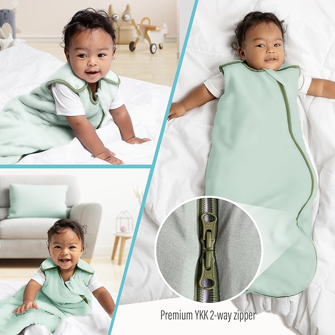 Rayon Made from Bamboo Sleep Sack 1.0 TOG 18-36 Months Unisex Baby Sleeping Bag with 2-Way Zipper Breathable Wearable Blanket Baby