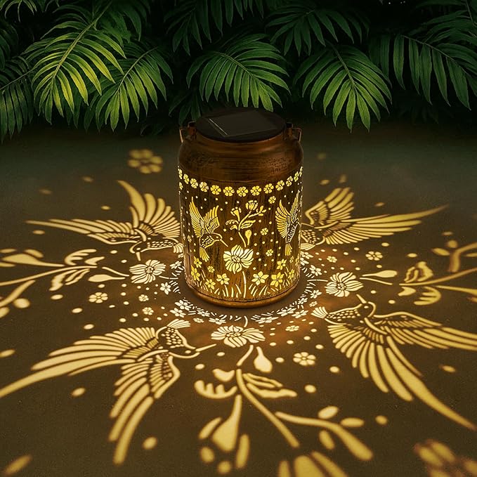 Halloween Lantern Solar Outdoor, Birthday Gifts for Women, Solar Light Outdoor Waterproof LED Decorative Garden for Lawn, Landscape, Patio, Porch Hanging Lantern for Ladies, Mom, Grandma