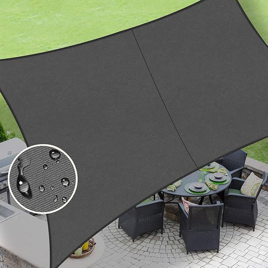 LOVE STORY Waterproof 10'x10' Rectangle Dark Grey Sun Shade Sail Cannoy UV Resistant for Outdoor Patio Garden Backyard (We Make Custom Size)