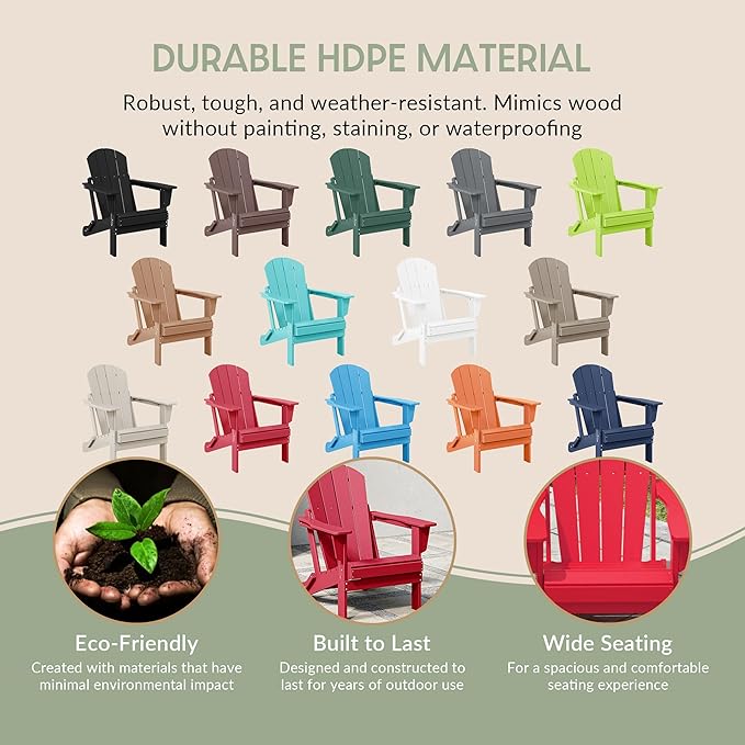 WestinTrends Malibu 4-Piece Set Outdoor Folding Poly Adirondack Chair, Red