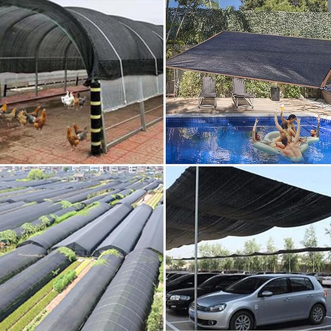 Shade Cloth 90% Sunblock Net for Garden Patio, Shade Sails -for Plants Greenhouse Outdoor Pergola Lawn Swimming Sun Protection Screen Cloths for Kennel Chicken Coop Easier to Hang Net Cover, 10x30 FT