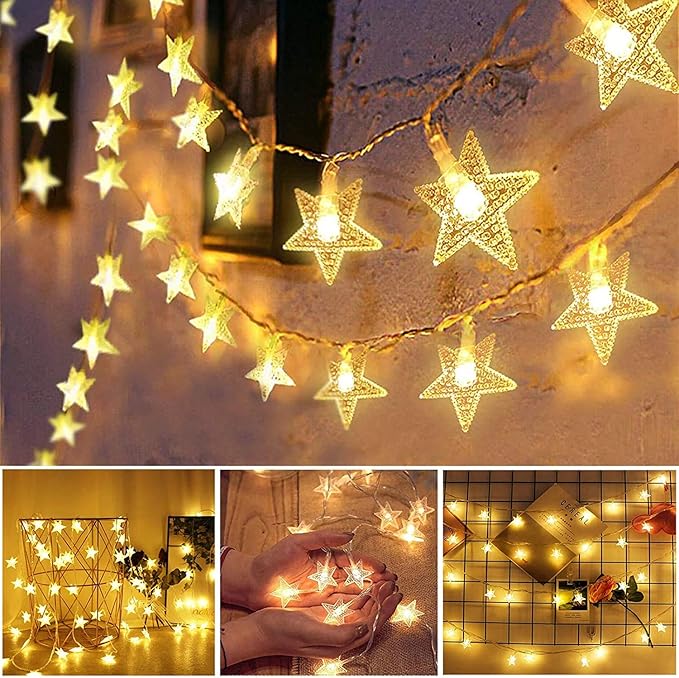 Star String Lights, Merdeco 20ft 40 LED USB Powered Star String Lights Warm White Fairy Lights for Birthday Party Wedding Christmas Home Decoration