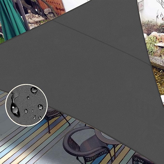 LOVE STORY Waterproof 10'x10'x14' Triangle Dark Grey Sun Shade Sail Cannoy UV Resistant for Outdoor Patio Garden Backyard (We Make Custom Size)