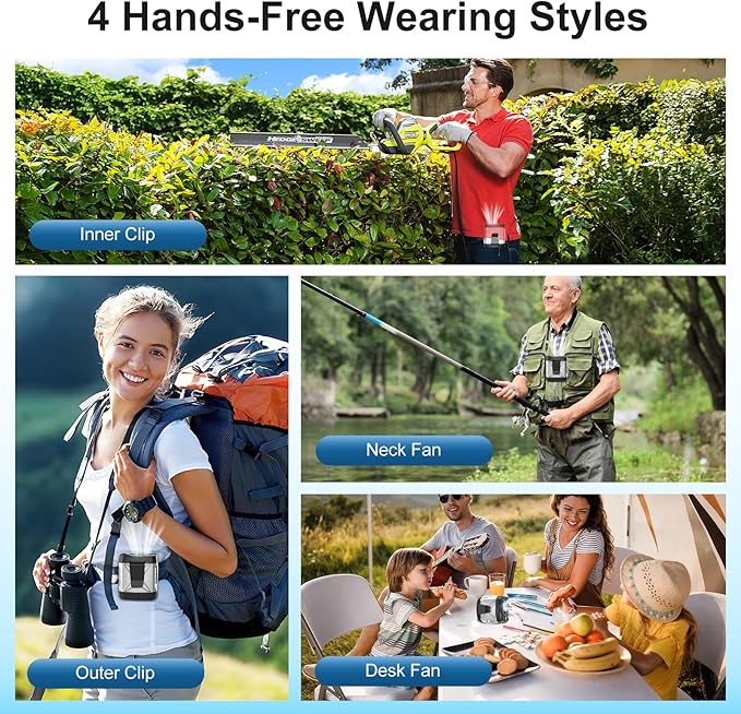 Portable Fan for Under Shirt, Waist Fan Clip On Belt, 4-in-1 Rechargeable Body Fans with LED Light, Phone Stand, Fast Charging 4-Speed Hip Personal Fans for Fishing, Outdoor, Makeup, Kitchen
