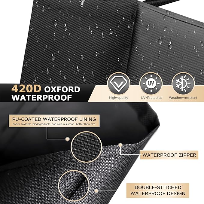 2 Pack Extra Large Patio Outdoor Cushion Storage Bag Waterproof 68" L x 30" W x 20" H Outdoor Cushion Furniture Storage Bag with Handle and Protective Zipper (Black, 2 Pack)