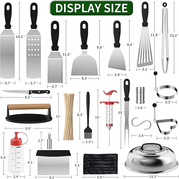 134 Pcs Griddle Accessories Kit for Blackstone - Perfect Flat Top Grill Accessories for Outdoor, Professional Round Melting Dome with Cast Iron Smash Burger Press for Barbecue.