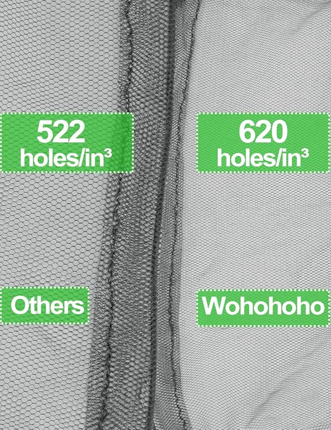 Wohohoho Mosquito Head Net Mesh With Drawstring, Bug Face Shield for Hats, Beekeeper Mask Protection for Men & Women Against Midges, Bugs & Gnats (2 Packs, Grey, Updated Big Net)