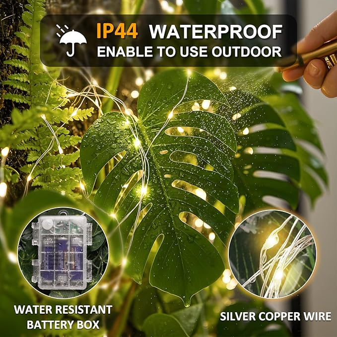 suddus 33ft 100 LED Fairy Lights with Clips for Pictures, Photo Lights with Remote USB Powered & Battery Operated with 45 Clear Clips, String Lights for Party, Bedroom, Decoration, Warm White