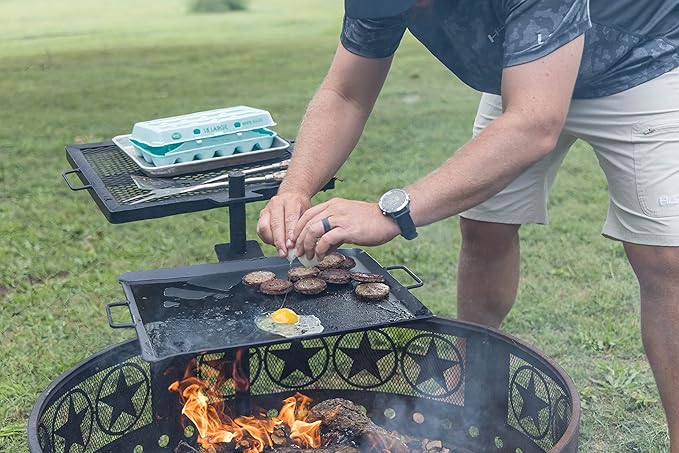 GameMaker Gravity Skillet & Pole – Open Fire Camping Grill & Griddle, Heavy-Duty Outdoor Cookware for Campfires, Hiking, Hunting & Backpacking