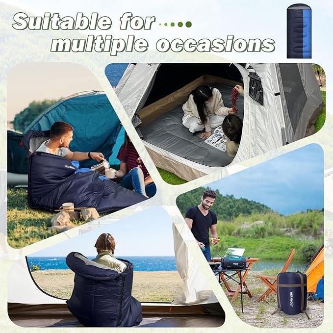 XL 10 Degree Sleeping Bags Waterproof for Adults 350GSM Machine Washable with Compression Sack for 3-4 Season Camping Outdoor