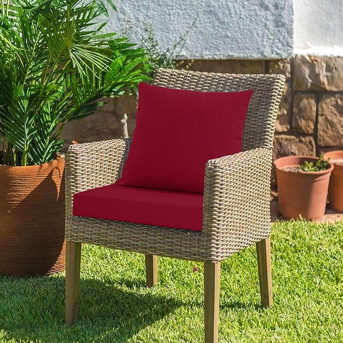 Outdoor Cushions for Patio Furniture, Waterproof Outdoor Chair Cushion w/Fade-Resistant, Removable & Machine-Washable Cover, 22x22 Inch, Deep Seat Sofa/Couch Pad Replacement – Set of 1/2/4, Burgundy