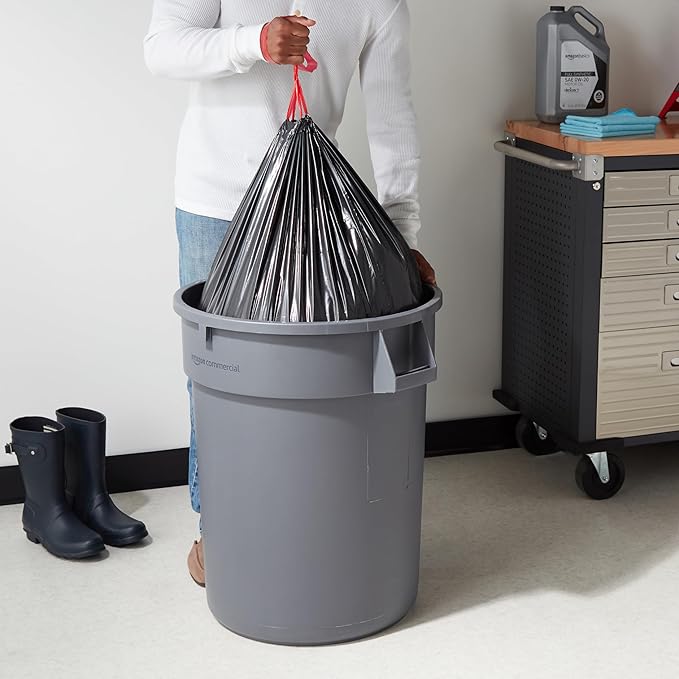 Amazon Basics Multipurpose Drawstring Trash Bags, 30 Gallon, 50 Count (Previously Solimo) (Pack of 2)