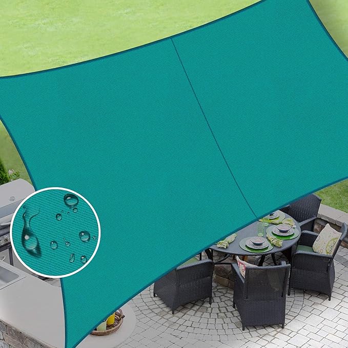 LOVE STORY Waterproof 6'5''x10' Rectangle Turquoise Blue Sun Shade Sail Cannoy UV Resistant for Outdoor Patio Garden Backyard (We Make Custom Size)