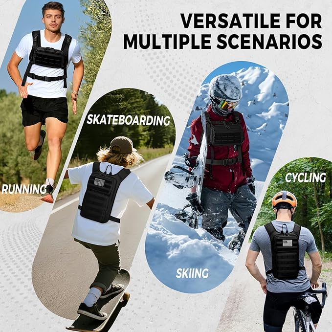 Tactical Hydration Backpack with 2L Water Bladder and Front Small Tactical Pouch, Outdoor Water Backpack for Men Women, Sports Hydration Pack for Hiking, Cycling, Climbing