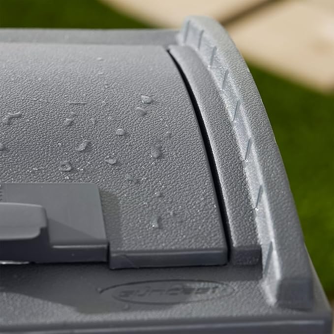 Suncast 2 Pack Trash Hideaway Refuse Container, Stylish Resin Outdoor Garbage Bin with Latching Lid, 30 to 33 Gallon Capacity, Cyberspace