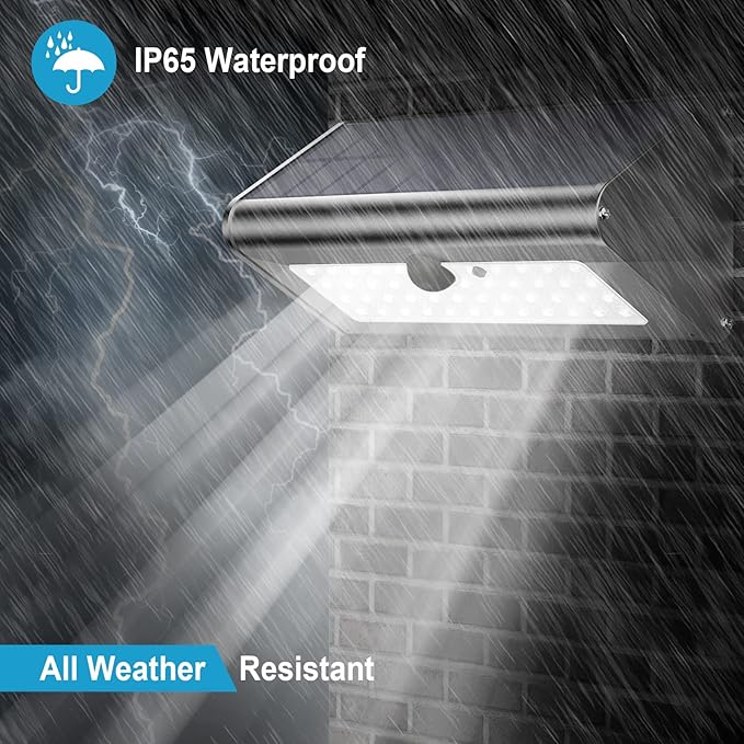 SECUROAD Super Bright Solar Lights Outdoor IP65 Water Proof, 1100 Lumens Wireless LED Motion Sensor Light, Aluminum Metal Housing Security Lights Flood Wall Lights, 1 Pack (Daylight)