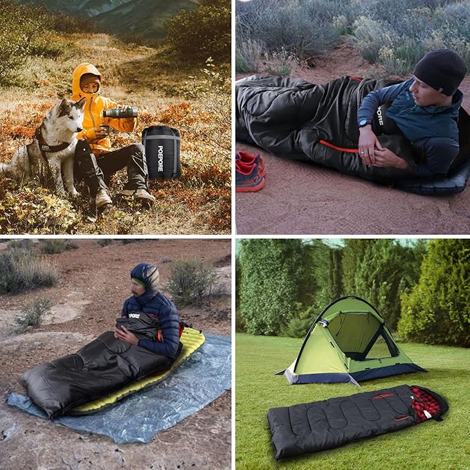 Flannel Sleeping Bag Cotton 0 Degree Cold Weather for Adults XXL Wearable Sleeping Bag 4 Seasons Waterproof with Compression Sack