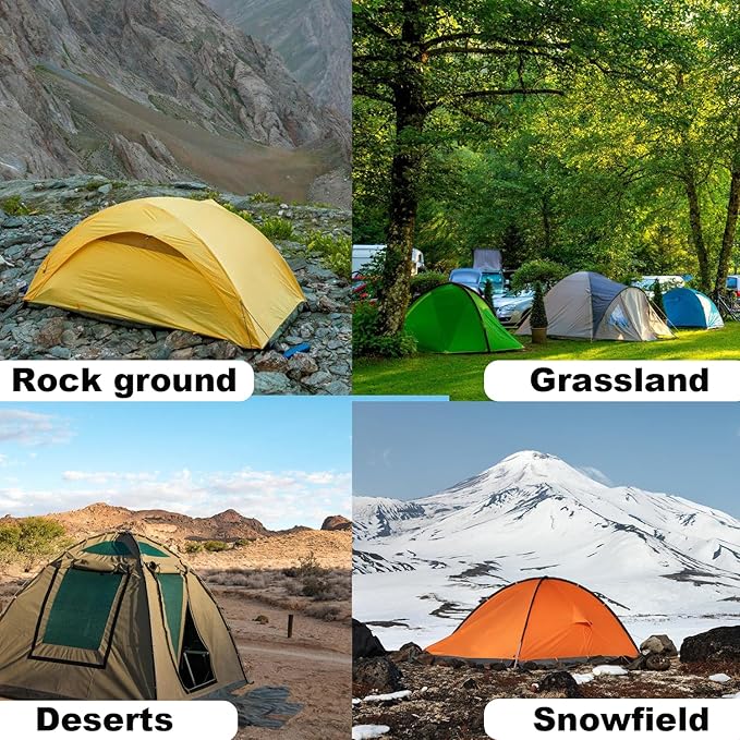 32Pcs Tent Stakes, 16in Heavy Duty Tent Stakes with Storage Pouch, Forged Steel Tent Sakes Metal, Metal Stakes for Tent Used on Grassland, Snowfield, Dessert(32Pcs, 16in, Diameter 1/4")