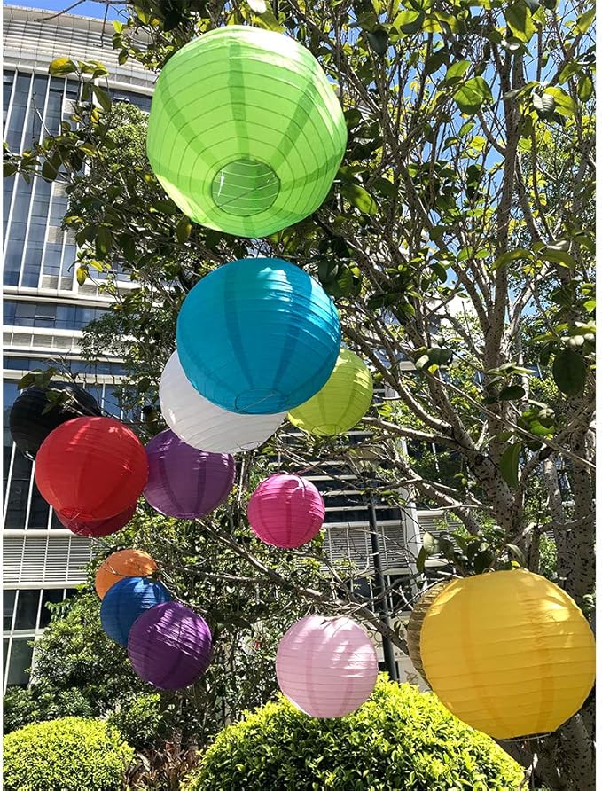 BEISHIDA 10Pcs White Paper Lanterns Decorative Chinese/Japanese Hanging Round Paper Lanterns Lamp for Birthday, Wedding, Christmas, Bridal, Home Decor, Party Decoration(Size of 4?? 6?? 8?? 10??