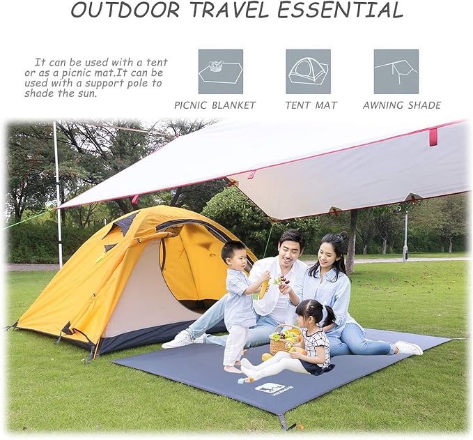 Hikeman Tent Footprint - Waterproof Camping Tarp, Heavy Duty Tent Floor Saver, Ultralight Ground Sheet Mat for Hiking, Backpacking, Hammock, Beach - Storage Bag Included(S-83”x35”)