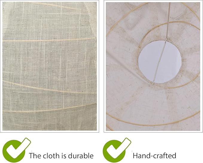 Hytsoeee(19.69Inch) Large Round Linen Fabric Lantern, Beige Foldable Hanging Fabric Lantern Lamp Shade,Handmade Linen Cloth Lanterns Pendant Light Shade for Home, Leisure Places, Ceiling Decor