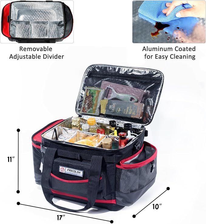 Large Grill Caddy with Lid with Adjustable Dividers, BBQ Outdoor Organizer Bag, Picnic Camping Utensil Caddy, Tailgating Essentials, Grill Gifts for Father's Day