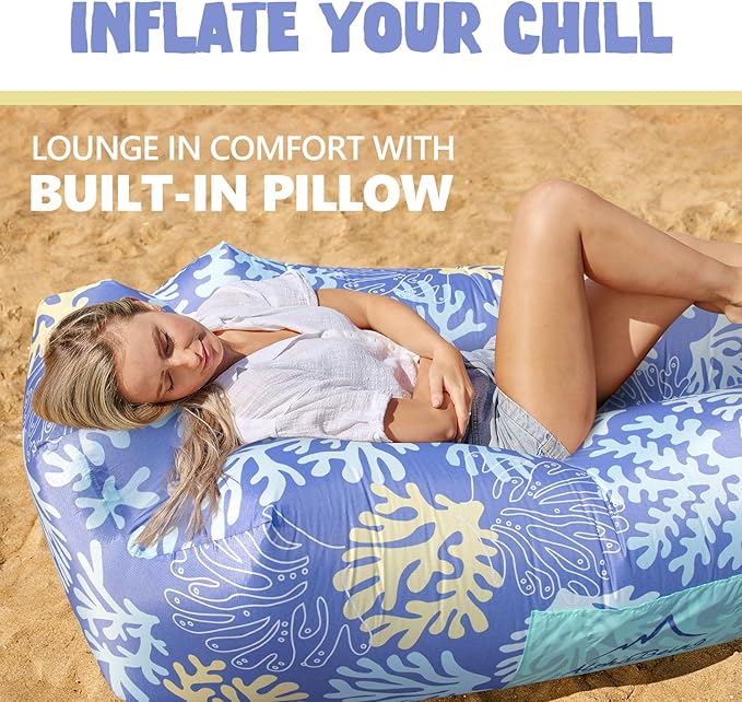 AlphaBeing Inflatable Lounger Beach Chair Accessories, Air Sofa Hammock Inflatable Couch for Camping Backyard Lakeside with Compression Sacks, Ideal Outdoor Gifts for Adults