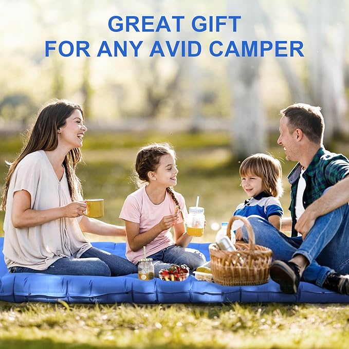 Camping Sleeping Pad,5.5" Extra Thick Inflatable Sleeping Pads with Pillow Built-in Foot Pump Sleeping Mat Compact for Camping, Backpacking, Hiking,Traveling Tent