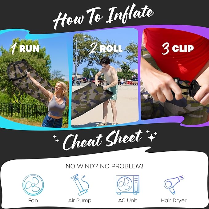 Nevlers Inflatable Lounger | 210T Polyester Inflatable Chair | No-Pump Blow Up Couch | Camping Couch Air Sofa Bed w/ 450 lbs. Cap., Pockets & Matching Bag | Use as Inflatable Couch for Adults & Kids