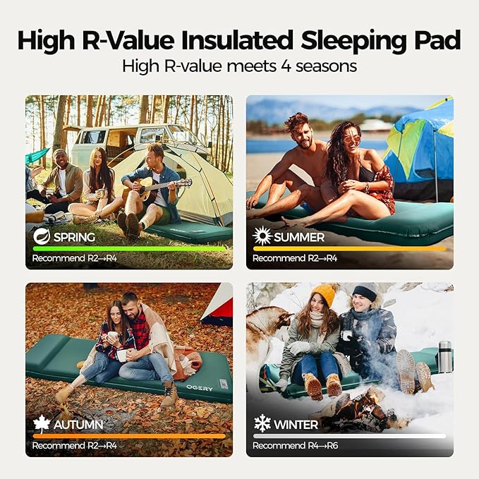 OGERY Self Inflating Sleeping Pad with Electric Pump, 3.15" Ultra-Thick Memory Foam Camping Pad, 4 Season Camping Mattress Pad with Built-in Pillow, Camping Essentials Gear for Tent Travel Car