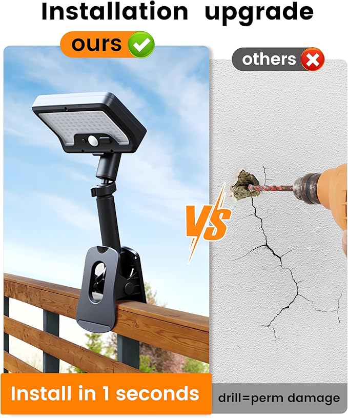 Clip On Solar Lights Outdoor,Motion Sensor Outdoor Lights, 92 LEDs 600LM Solar Fence Lights Outdoor Waterproof LED,Solar Lights for Chain Link Fence,Deck, Gutter,Camping (2)