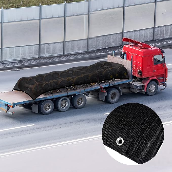 FEPITO 70% Heavy-Duty Mesh Tarp 8ftx16ft Black Shade Cloth Mesh Shade Net Cover for Plant Greenhouse,Patio, Fences, Garden, Dump Trucks