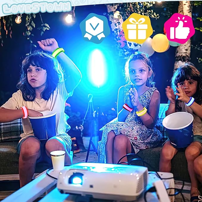 LovesTown 6PCS Glow in the Dark Wristbands, Multicolor Light Up Bracelets LED Wristbands for Kids Night Events Party Supplies