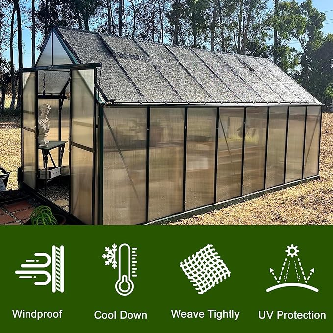 LOVE STORY 6.5x10FT 90% Black Garden Shade Cloth, Sun Shade Cover Net Mesh Tarp with Grommets, Sunblock Net for Garden,Greenhouse,Plants and Patio