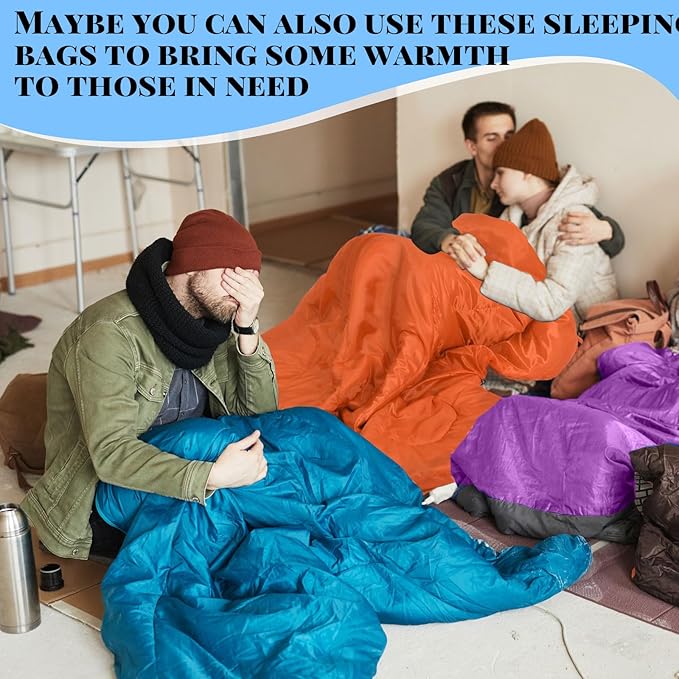 10 Pcs 0 Degree Camping Sleeping Bags Bulk for Adults Cold Weather Sleeping Bags 4 Season Warm Waterproof Lightweight with Compression Sack for Backpacking Hiking Travel Homeless