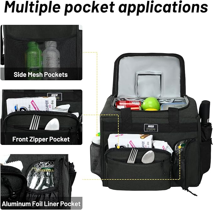 MIER 30L Extra Large Soft Cooler Bag with Bottle Opener for Camping Beach BBQ Grocery Leakproof Picnic Lunch Bag, Collapsible, 45Can (Dark Gray)