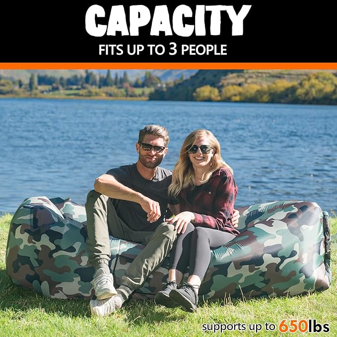 AlphaBeing Inflatable Lounger Beach Chair Accessories, Air Sofa Hammock Inflatable Couch for Camping Backyard Lakeside with Compression Sacks, Ideal Outdoor Gifts for Adults