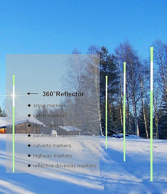 48-Inch Reflective Driveway Markers Driveway Poles for Easy Visibility at Night Driveway reflectors reflectors for Driveway 1/4 Inch Diameter Green, 50 Pack