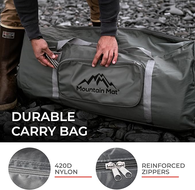 Premium Outdoor RV Patio mat Sizes 8' x 12', 8' x 16', 8' x 20', Made from 100% Recycled Plastic for Tents, Decks, Campers, and Beach – with Durable Carry Bag (8x12, Grey Diamond)