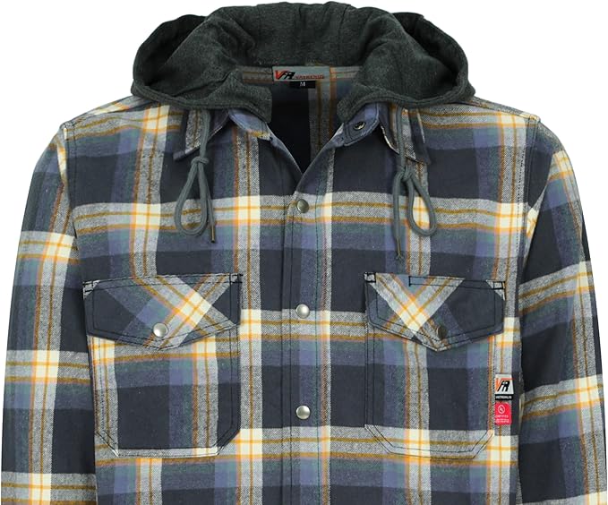 VATRENUS FR Shirts for Men Plaid Flannel Jacket 8.5oz Heavyweight Flame Resistant Welding Shirt