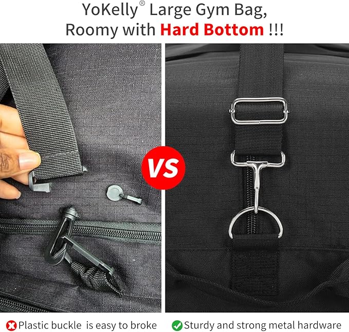 55L Large Duffle Bag for Men Travel - 25 inch Weekender Duffel Bag with Hard Bottom - Black