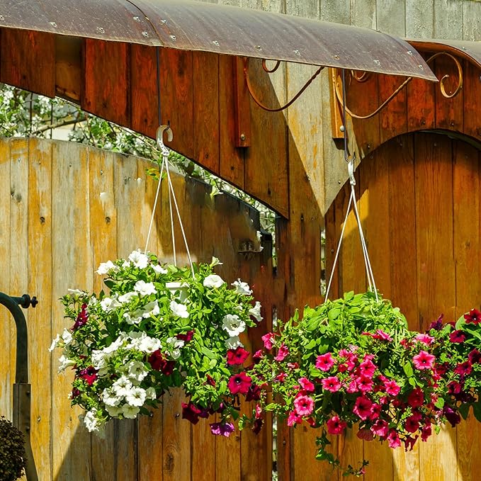 6 Pack 24 Inch Large S Hooks for Hanging Plants Black Metal Plant Hanger Long Tree Hooks Plant Hooks Outdoor Hanging Hooks for Tree Branch, Bird Feeder, Basket, Lantern Indoor Closet Garden