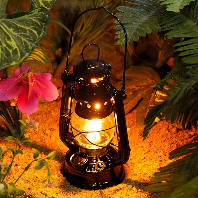 Honoson 4 Pieces Oil Lamp Hurricane Lamp Kerosene Lantern for Indoor Outdoors Decorative Hanging Oil Lantern with Wick for Hiking Emergency Camping Party Decoration(Black,8 Inch)