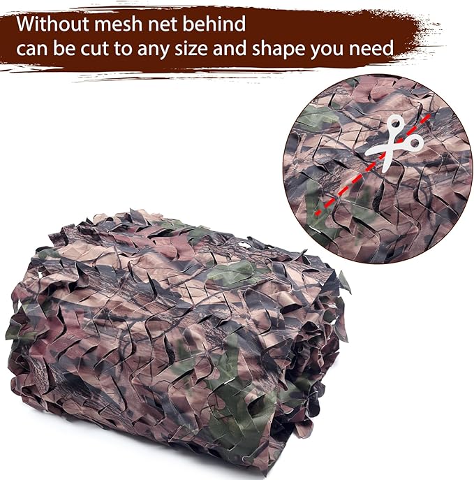 Camo Netting Camouflage Netting 20x20 10x20 10x10 Bulk Roll Burlap Camo Tarp Sunshade Net for Hunting Blind Dinosaur Birthday Jungle MilitaryTheme Party Decoration Camping Shooting