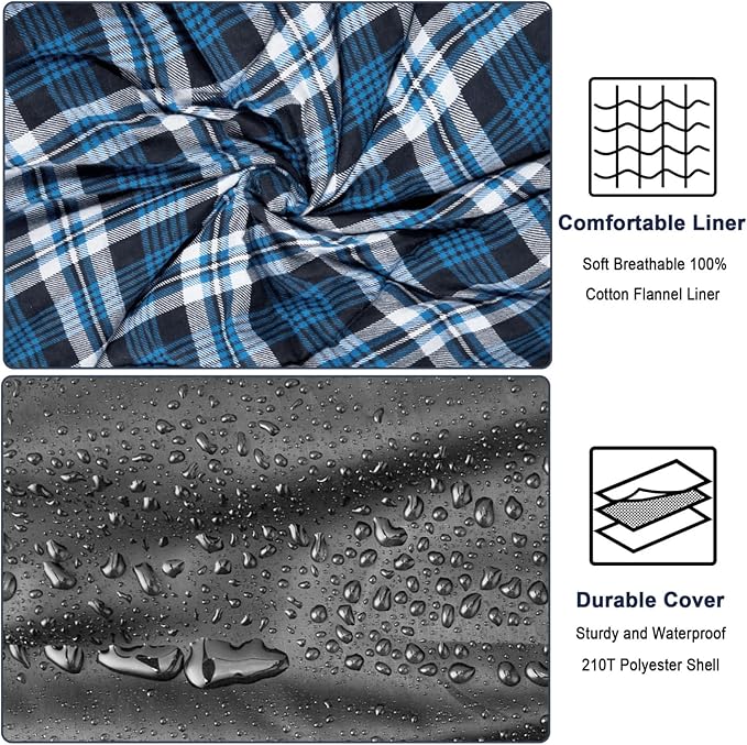 0 Degree Flannel Double Sleeping Bag for Adults, Couples or Family - Winter Queen Size Waterproof & Warm 2-Person Sleeping Bag for Cold Weather Camping, RV Travel