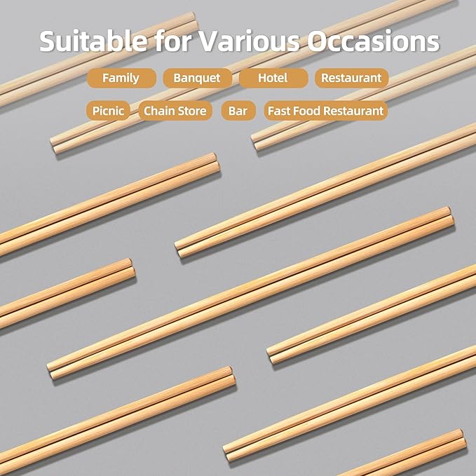VIWIK 100 Pairs Premium Disposable Chopsticks - Individually Wrapped Natural Bamboo Reusable Chopstick - Japanese Korea Wooden Chop sticks, Portable Individually Wrapped chopsticks, 9 Inch