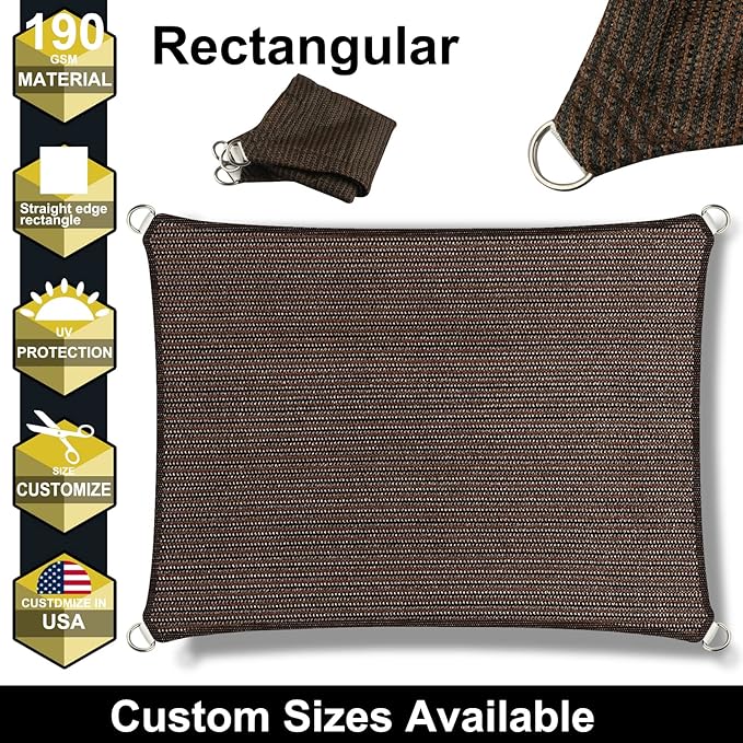 8' x 9' Brown Outdoor Sun Shade Sail Canopy ??UV Resistant Permeable Awning Fabric for Patio, Garden, Backyard, Pergola, Carport, Lawn Shelter Cover